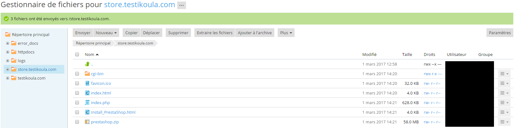 Gestionnaire de fichier Store Ikoula