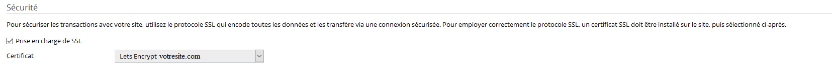 Choix du certificat à activer