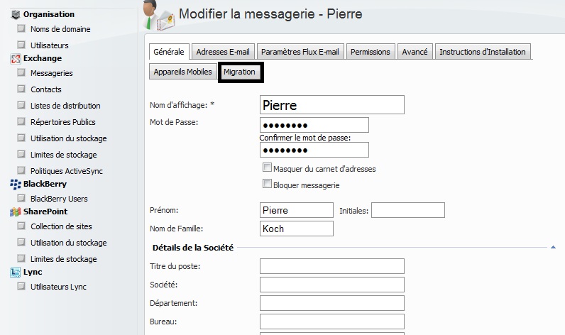 Migration boite mail