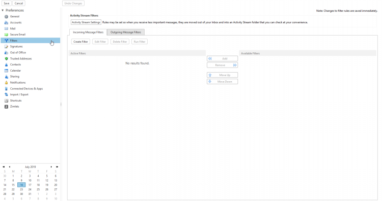 Webmail zimbra preference filtres.png