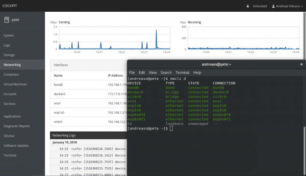 Capture d'écran du réseau, terminal linux
