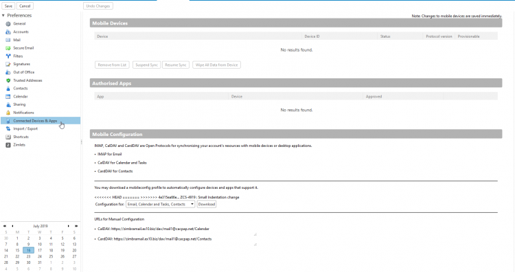 Webmail zimbra preference connectionmobile.png