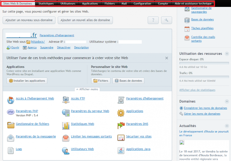 Fichier:Acces Plesk mutualise Version2.0 04.png